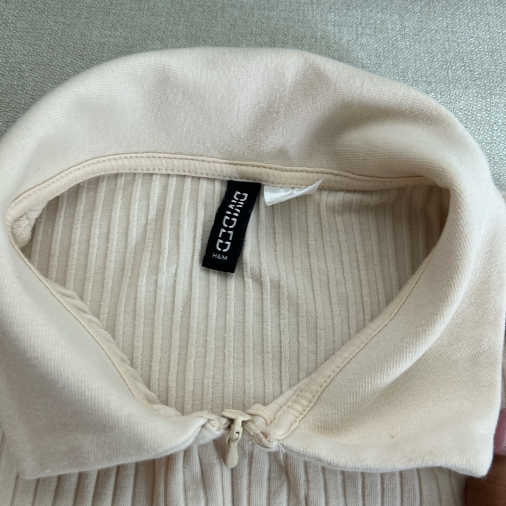 Divided Cream Cropped Ribbed Polo - Picture 2 of 3